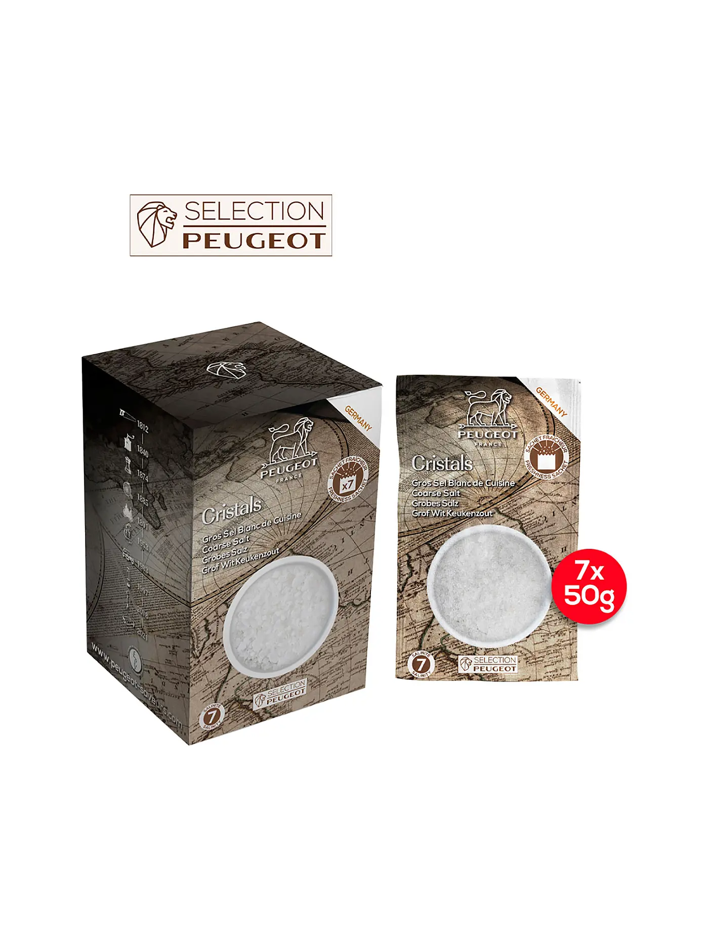 PEUGEOT | Grobes Salz 7x50g Deutschland | 